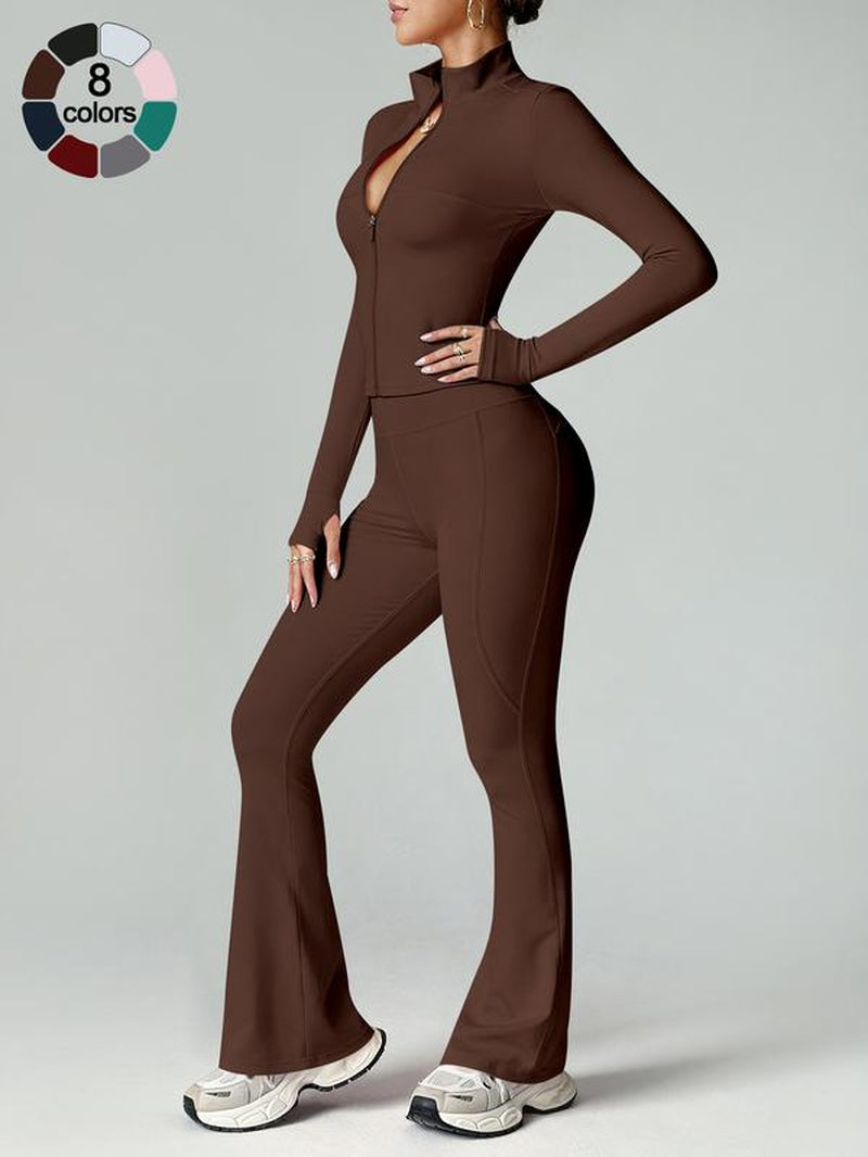 Women'S High Elasticity Yoga Set, Skin-Friendly Fabric, Slimming Neckline, High Waist Butt Lifting, Multi-Color Options, Gym Workout Running