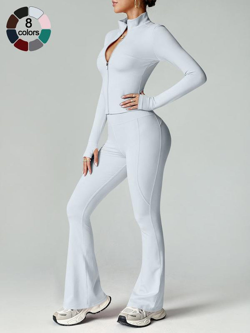 Women'S High Elasticity Yoga Set, Skin-Friendly Fabric, Slimming Neckline, High Waist Butt Lifting, Multi-Color Options, Gym Workout Running