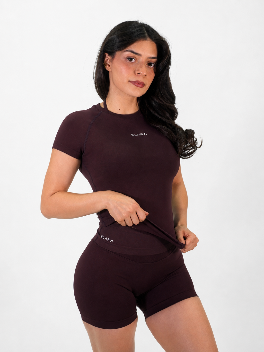Sculpt Short Sleeve Top- Dark Cocoa