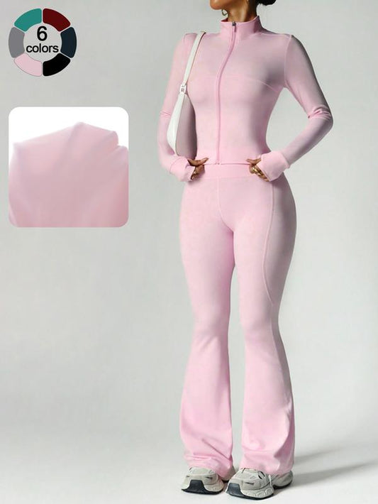 Women'S High Elasticity Yoga Set, Skin-Friendly Fabric, Slimming Neckline, High Waist Butt Lifting, Multi-Color Options, Gym Workout Running